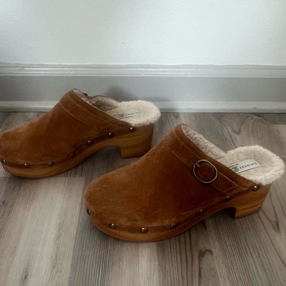 Chinese Laundry Women's Cindy Casual Brown Clog Size 7.5 Fur Lined - Picture 4 of 10